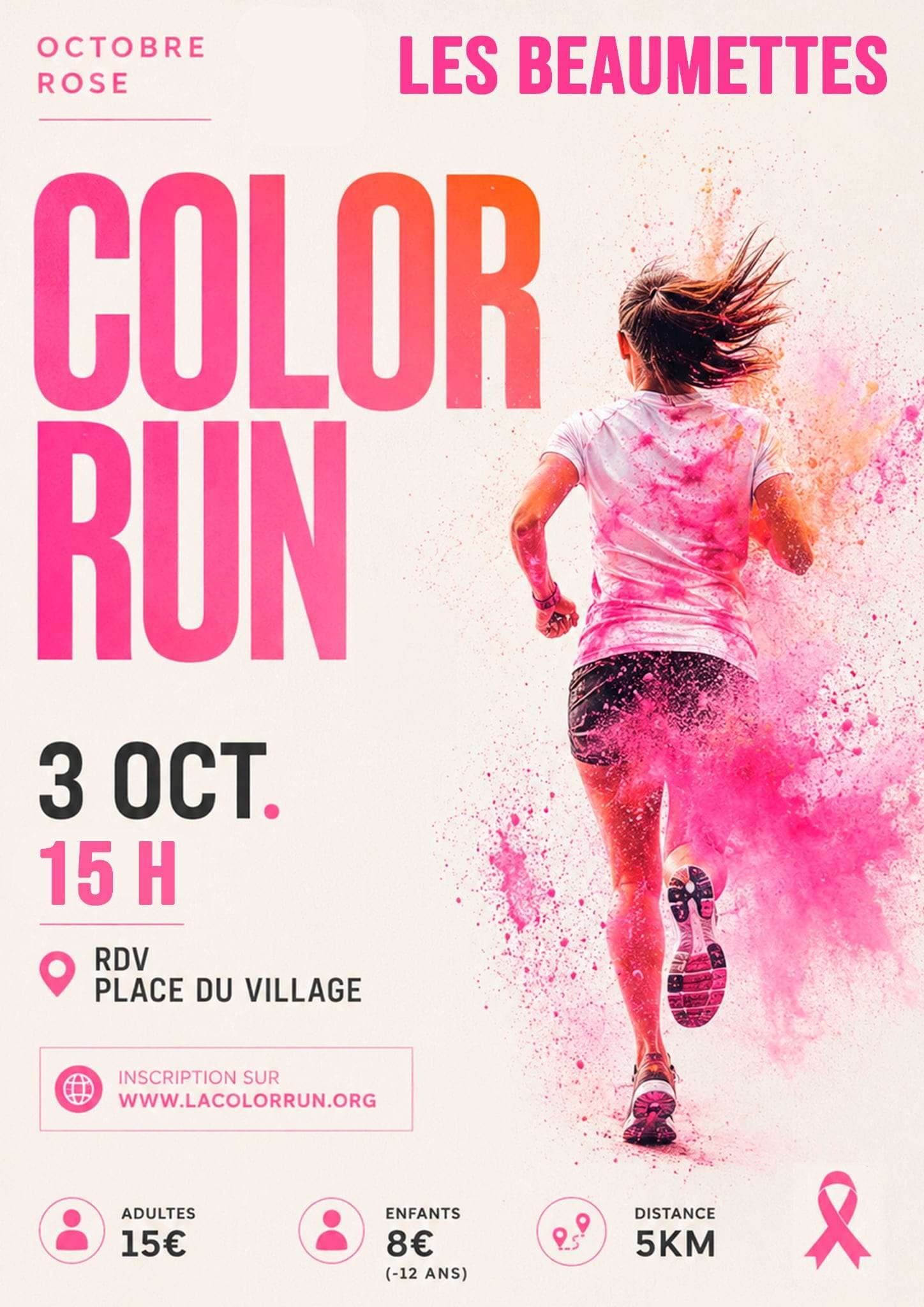 Affiche de la Color Run des Beaumettes — 3 octobre, 15h, place du Village